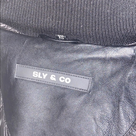 Black Sly & Co real leather & fur winter jacket size XS/S - Picture 14 of 16